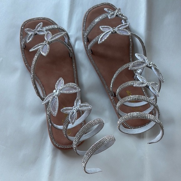 Rhinestone Butterfly
Flat Sandals Wrap up ankle Round Toe NWOT - Picture 8 of 11